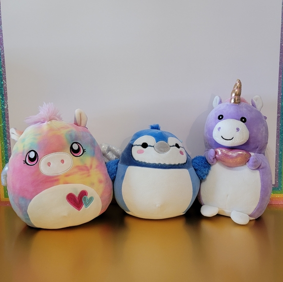 Lot of 3 Squishmallows Tyedye Pegacorn,Babs Blue Jay, Ursula the Purple Unicorn - Picture 1 of 10
